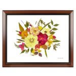 Multicolor Roses with Yellow Feverfew and Bougainvillea Wall Decor Frame 12*15