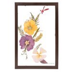 Multicolor Hollyhock Yellow Rose with Jatropha Customizable Wall Frame 8*12